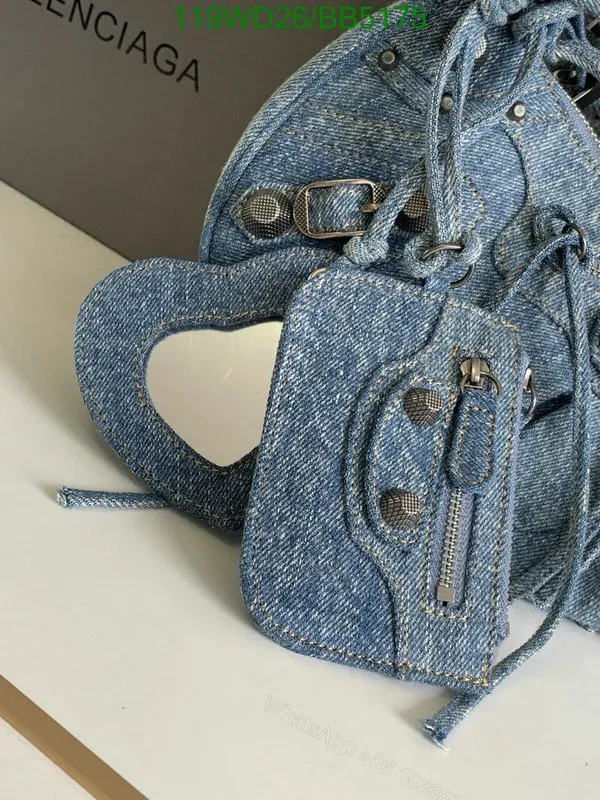 View 15 of Le Cagole Small Shoulder Bag Denim with Rhinestones Fake Balenciaga 6K8M45