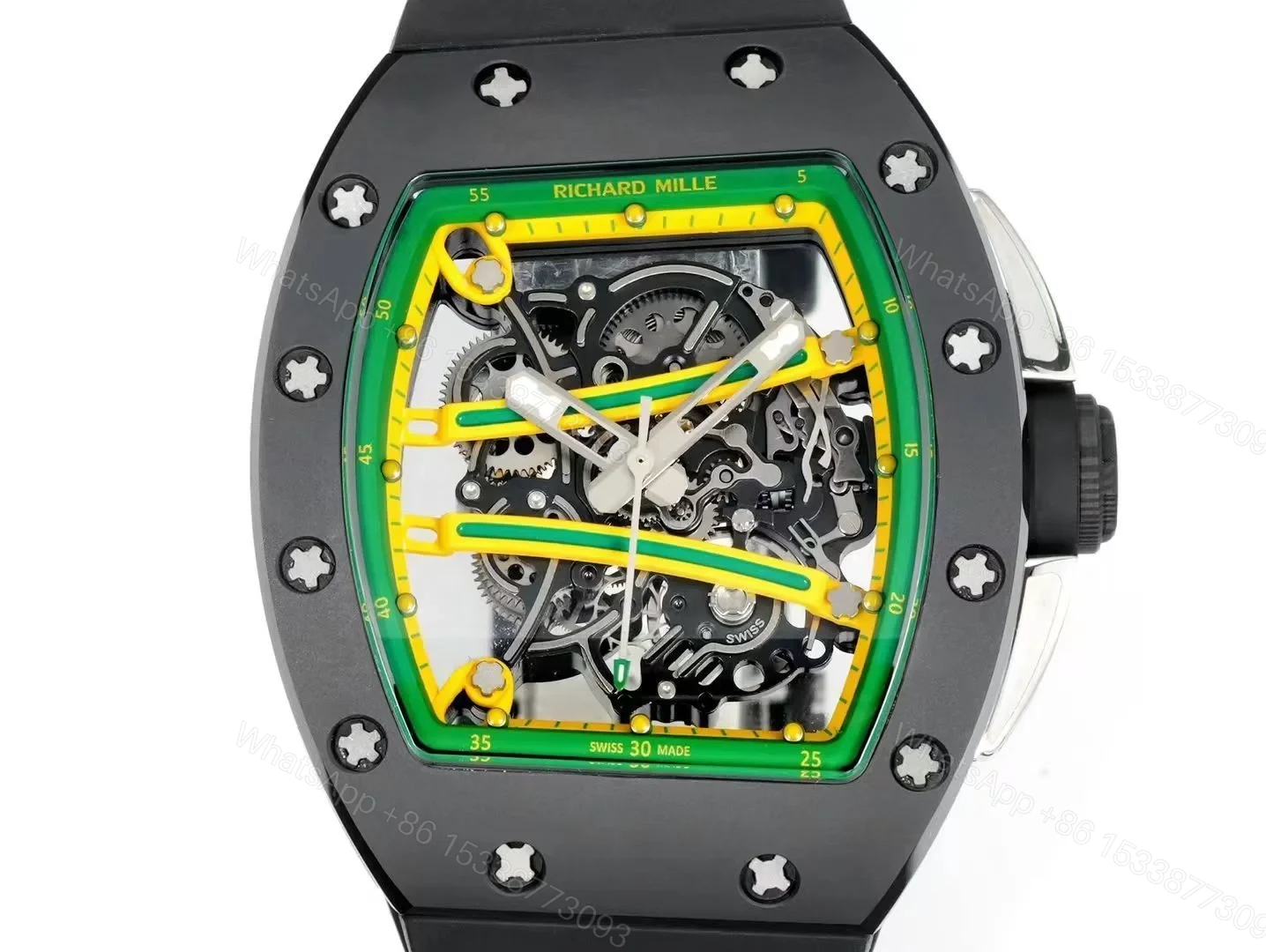 View 6 of Richard Mille RM61-01 Watch TZP-N Zirconia Ceramic NTPT Carbon Fiber Case Skeleton Dial RMUL2 Manual Winding Movement 50.2MM Luxury Sports Edition RM61-01-TZP-CF-SK50