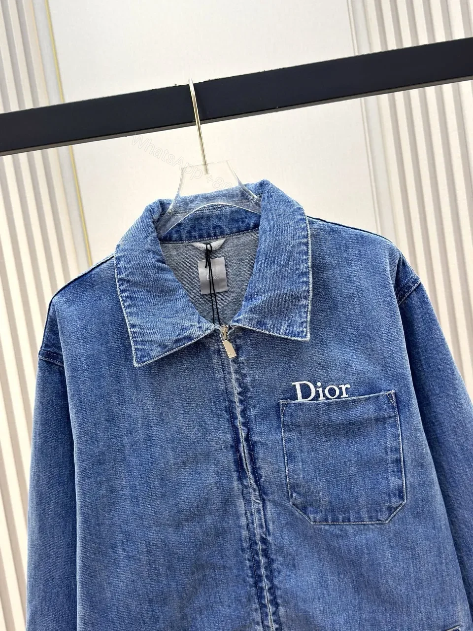 View 10 of Denim Utility Jacket with Dior-Inspired Pocket Detail