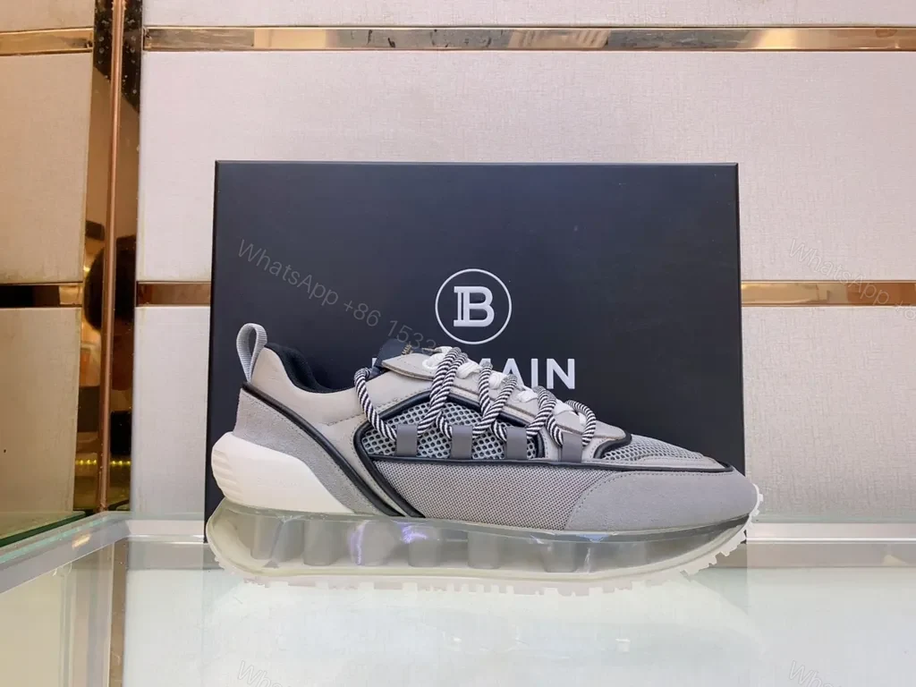 View 8 of Grey Knit Balmain Luxury Sneaker - Breathable, All-Day Comfort