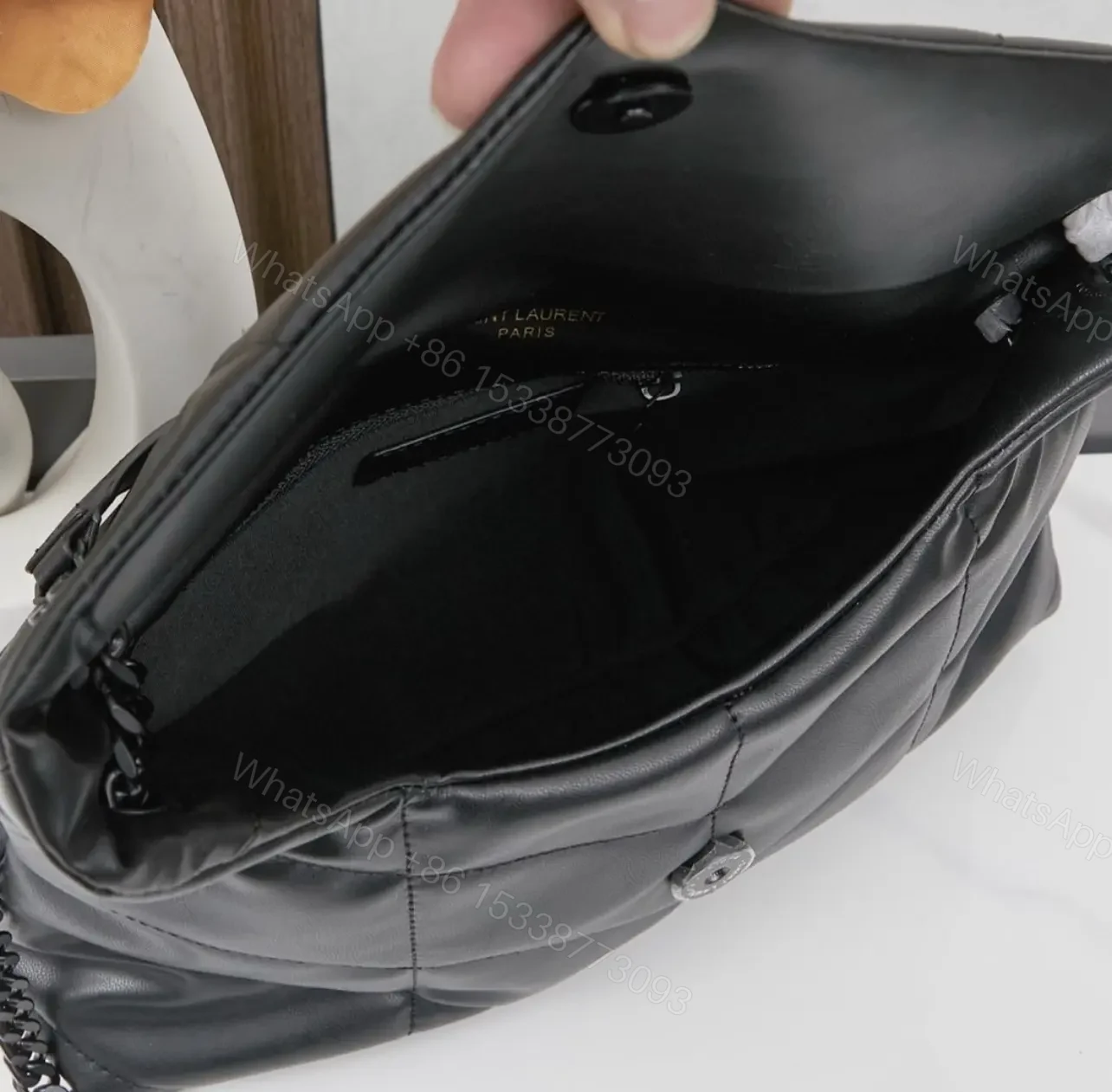 View 5 of Saint Laurent Puffer Loulou medium shoulder bag in black