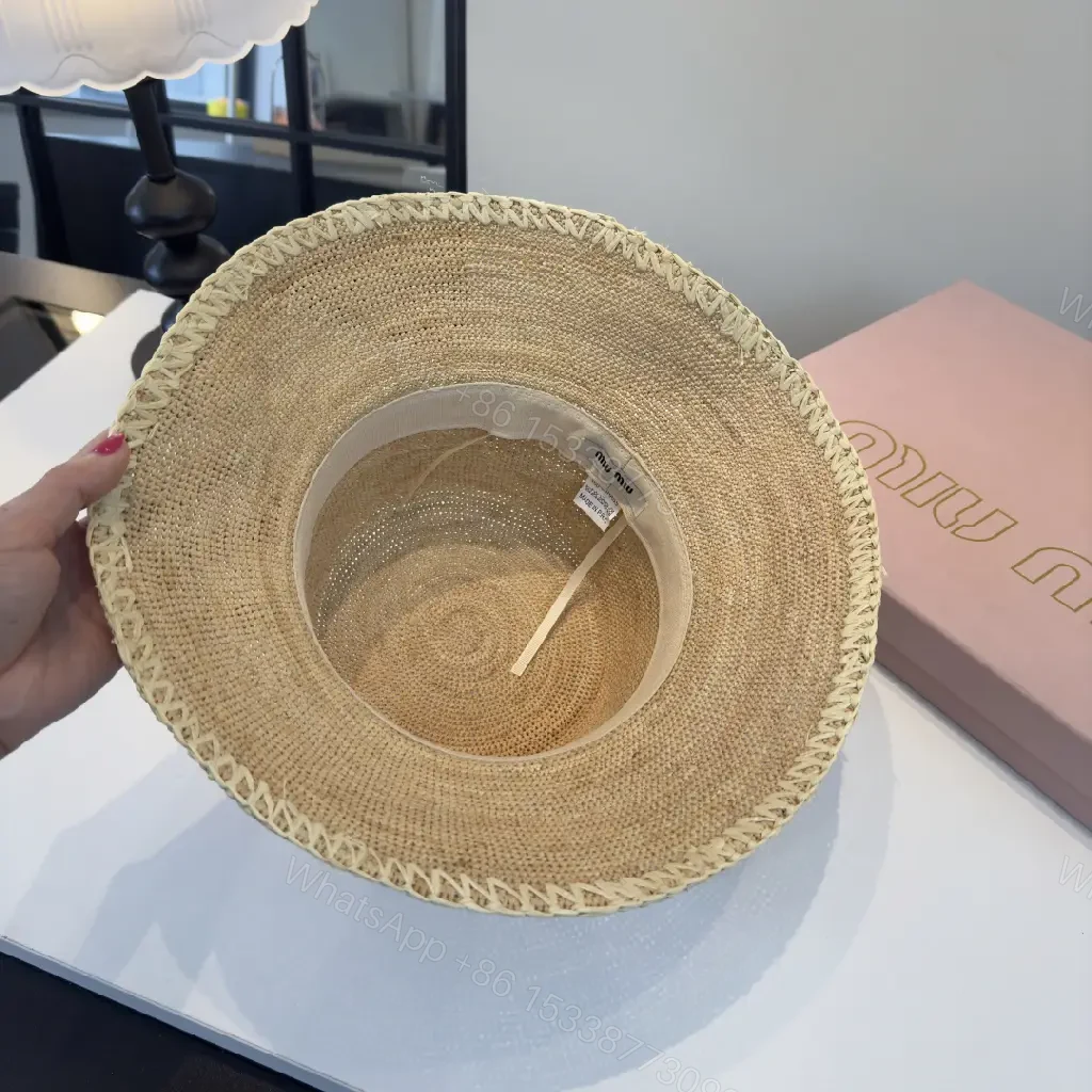 View 6 of Natural Straw Bucket Hat with Subtle Logo Detail