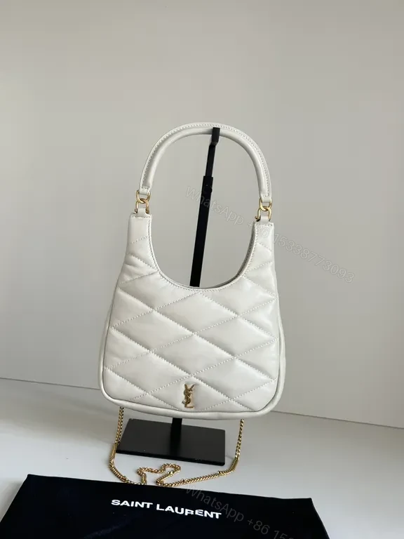 White Quilted Saint Laurent Handbag: Gold-Accent Compact Luxury — view 1