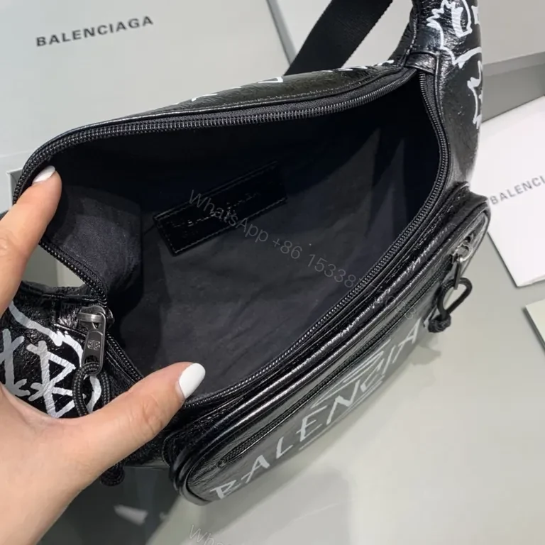 View 2 of Graffiti-Print Leather Belt Bag â€” Bold, Hands-Free Access