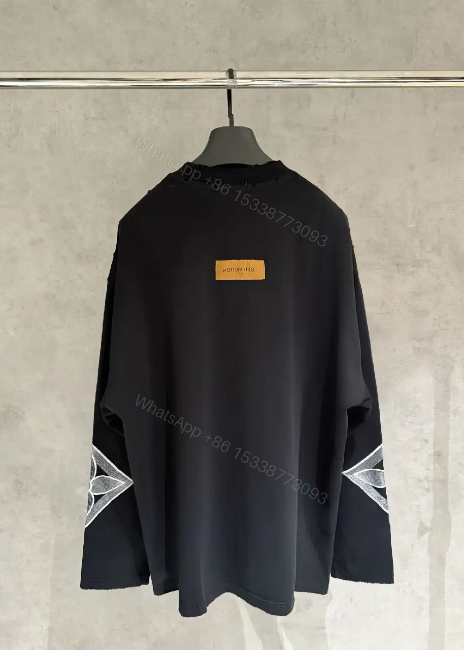 View 4 of Relaxed Black Sweatshirt - Monogram Embroidered Luxe Streetwear