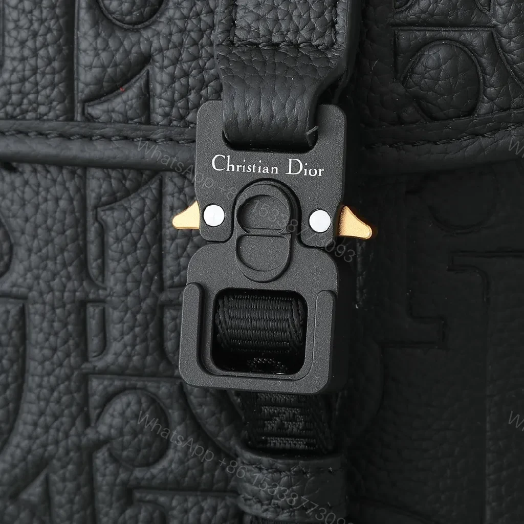View 6 of Black Embossed Crossbody with Gunmetal Hardware Bag