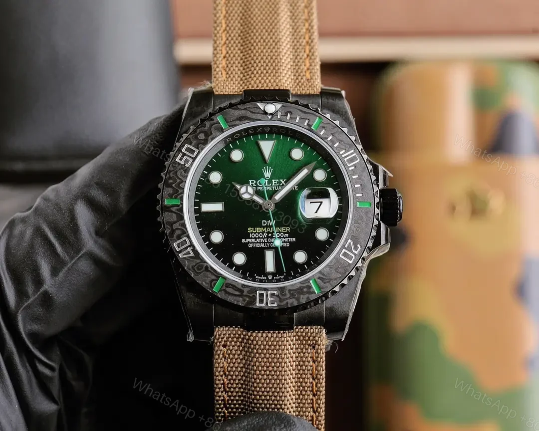 Best Rolex Submariner Military Carbon replica 40MM Tan Fabric Strap Edition RG-SUBMARINER-MILITARY-CARBON-TAN-40 — view 1