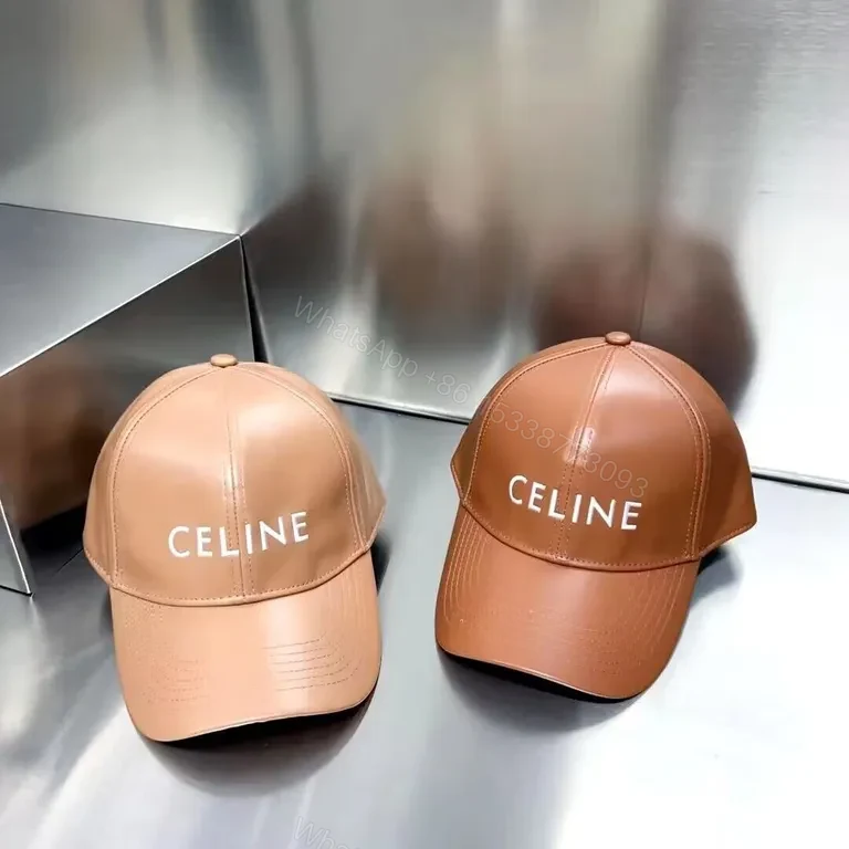 Minimal Leather Cap with Bold CELINE Logo Cap — view 3