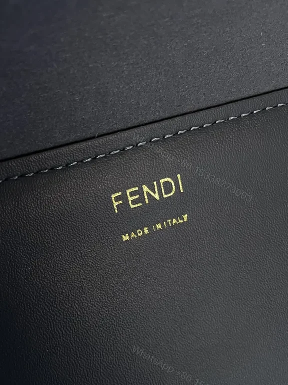 View 7 of Blue Fendi Structured Tote: Bold Logo, Tortoise Handles, Gold Hardware
