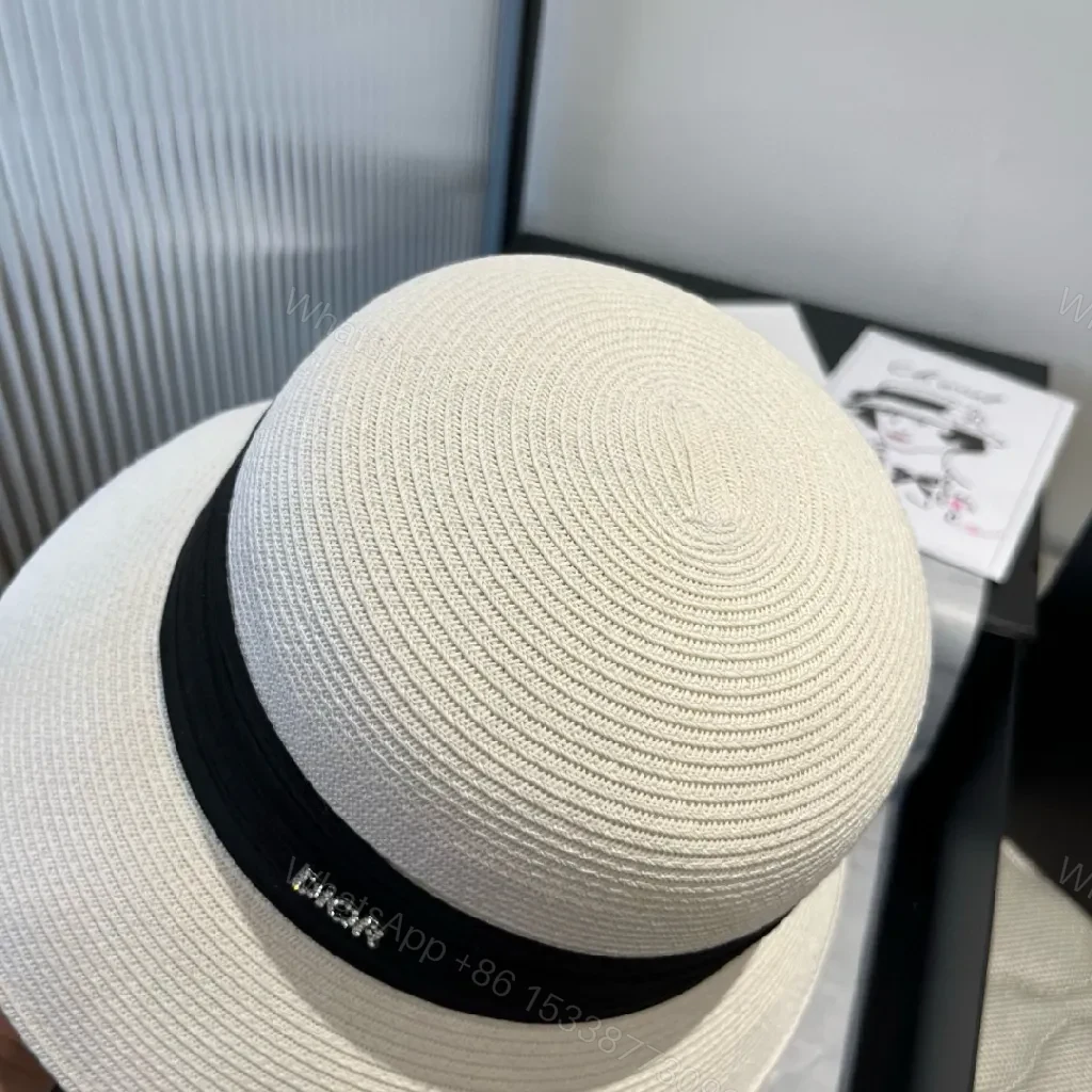 View 10 of White Straw Hat Black Band Ultra-Luxe Sun Artistry