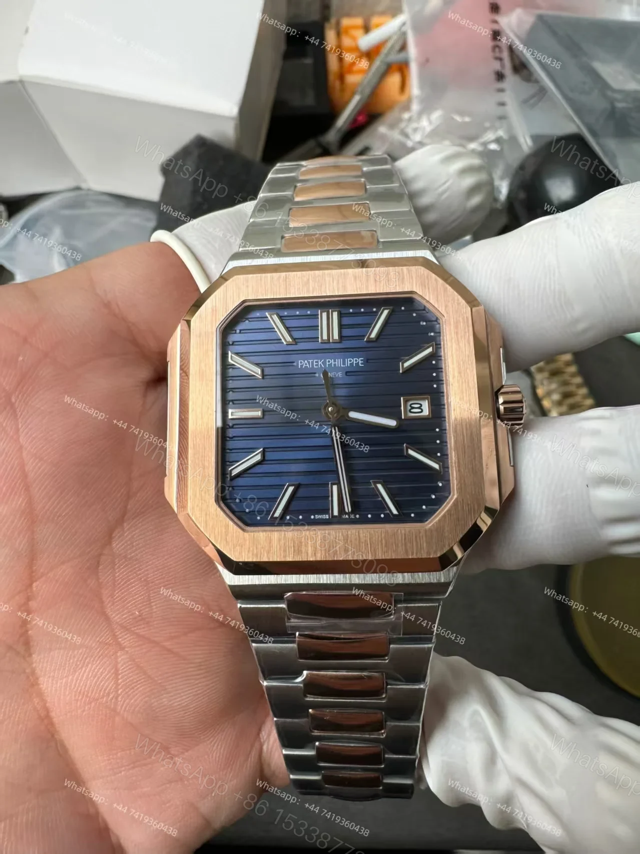 View 7 of Patek Philippe Super Clone Cubitus 5821/1AR-001 Gold & Steel Blue Dial 45MM