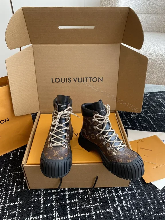 View 3 of Bold Monogram Boots: LV-Inspired Luxe Mid-Top Sneakers