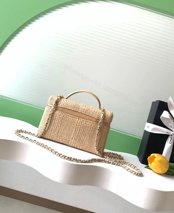 View 3 of Chanel Replica Braided Raffia Vanity Case 4385