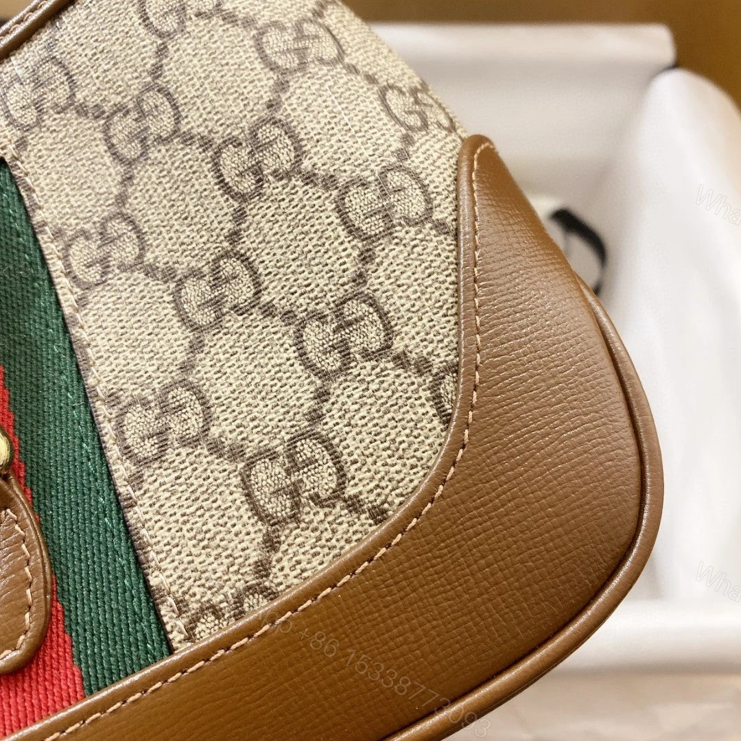 View 9 of JACKIE 1961 SMALL 28 SHOULDER BAG IN BEIGE CANVAS AND BROWN CALFSKIN