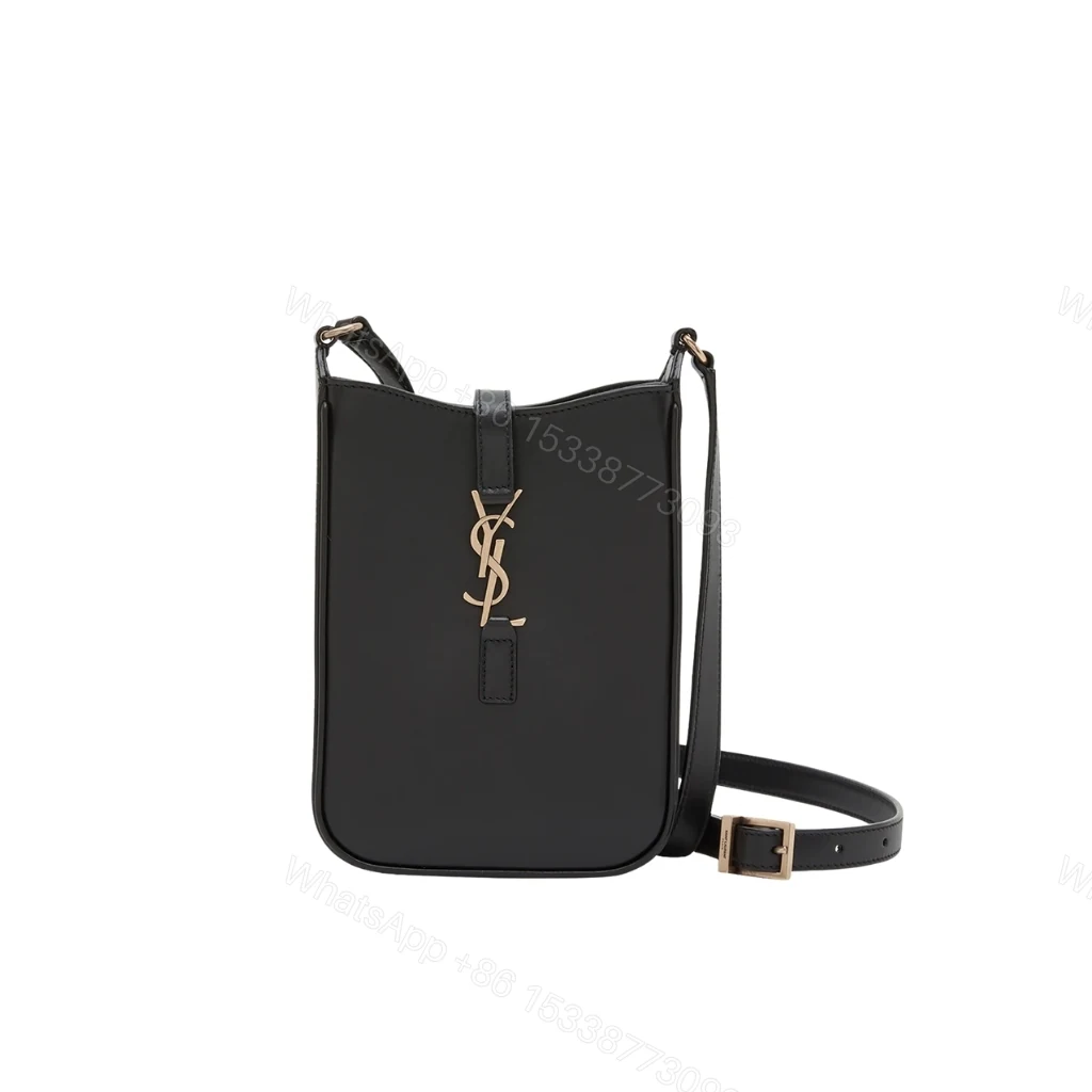 Saint Laurent Le 5 A 7 Mini Vertical In Shiny Leather With Bronze Metal In Black 19cm — view 1