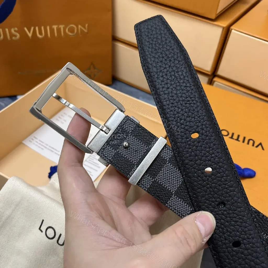 View 11 of Dual-Texture Leather Belt: Mono-Chic Checkerboard Accent Belt