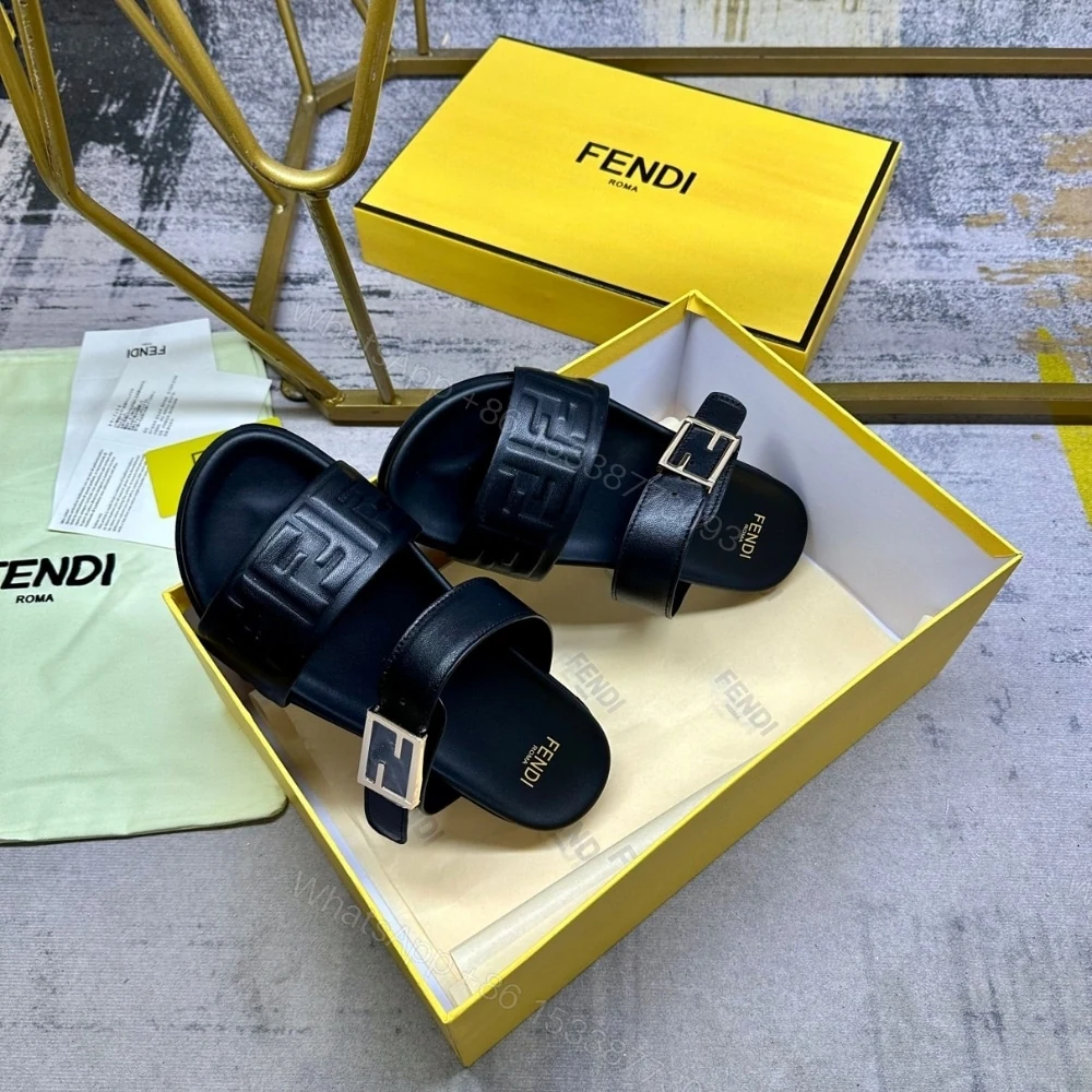 View 4 of FENDI FEEL NAPPA SLIDES BLACK
