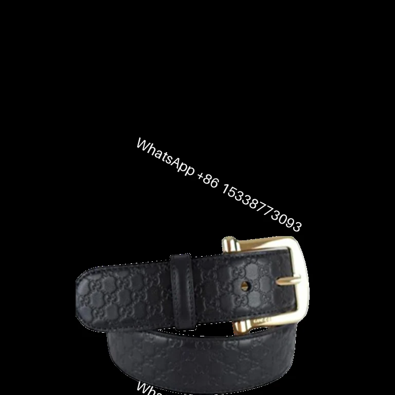 GUCCI CALFSKIN MONOGRAM BLACK BELT GOLD METAL 4CM — view 1