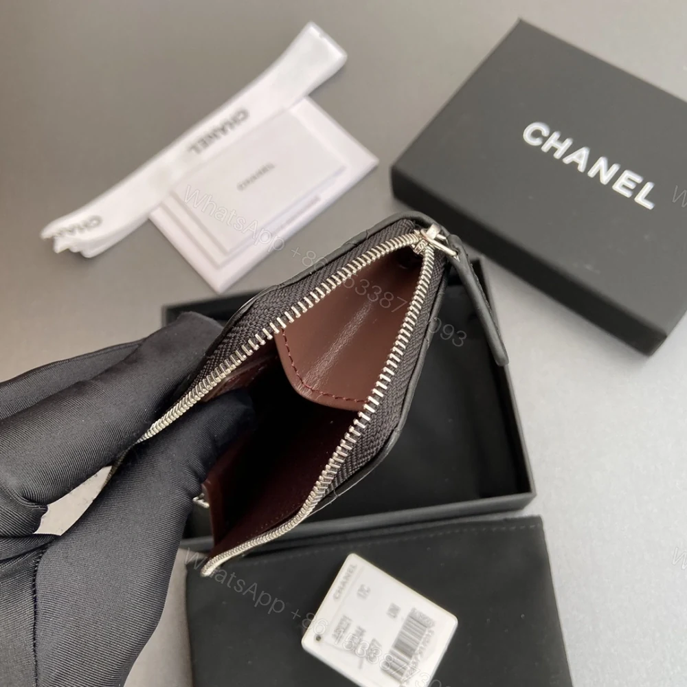 View 9 of 高仿Chanel*AP0222零錢包黑色小羊皮銀扣免檢版