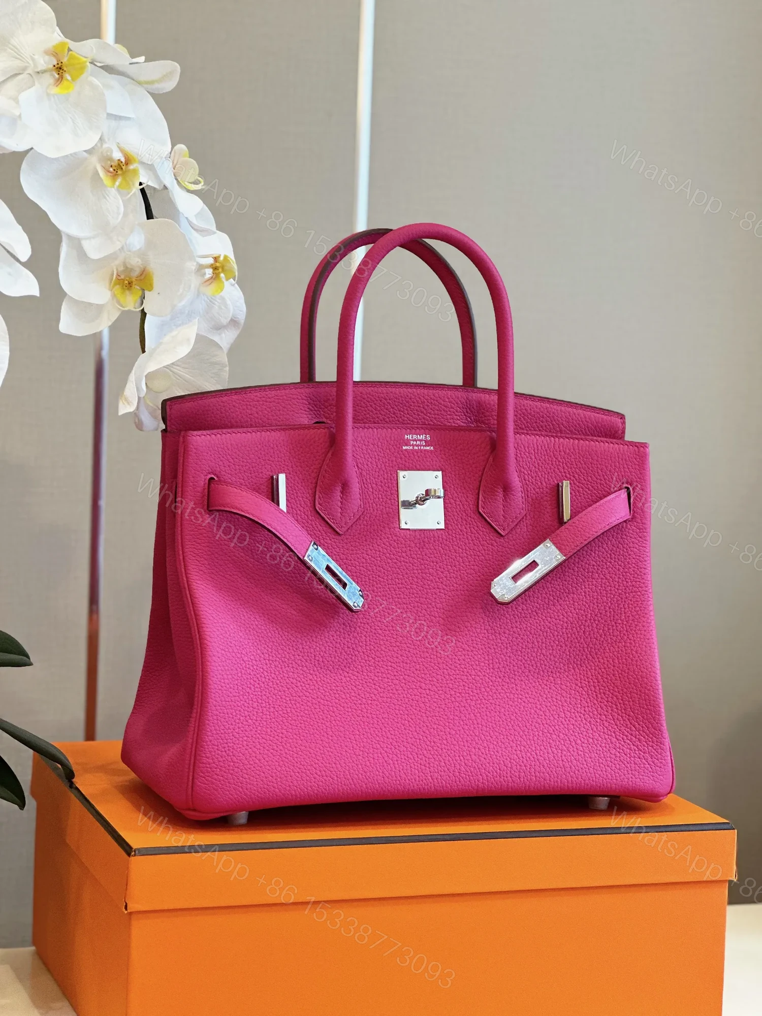 View 6 of HN Rose Shocking Taurillon Clemence Palladium Hardware