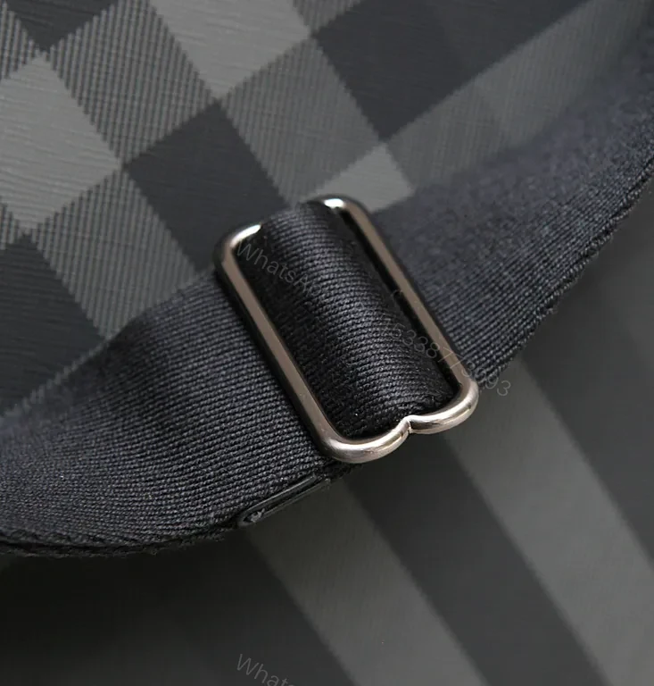 View 3 of Navy Burberry Check Tote: Leather-Trim Structured City Bag