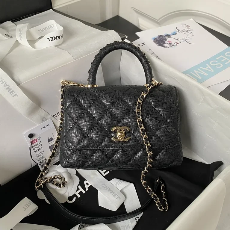 Black Quilted Calfskin Handbag — Chanel-Inspired, Gold Hardware, Everyday Luxury — view 1