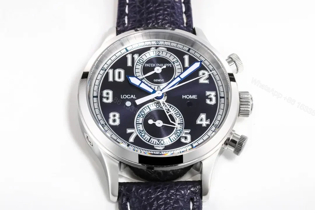 View 3 of Patek Philippe 5924G Multi-Function Watch Blue Dial with Italian Leather Strap 42mm Stainless Steel Case CH 28-520 C FUS Movement 50m Water Resistance