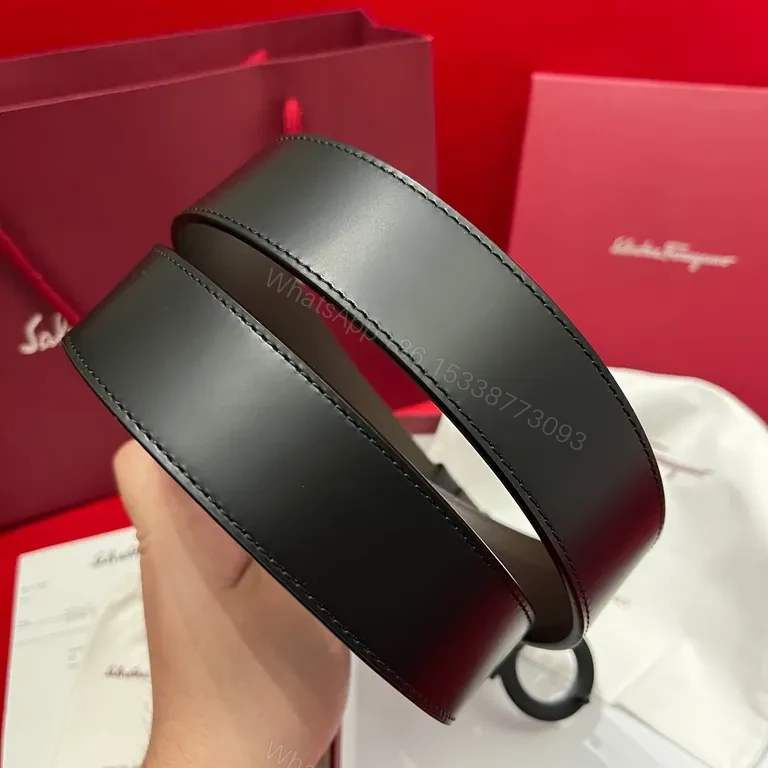 View 4 of Black Leather Belt with Double-G Buckle â€“ Italian Craftsmanship