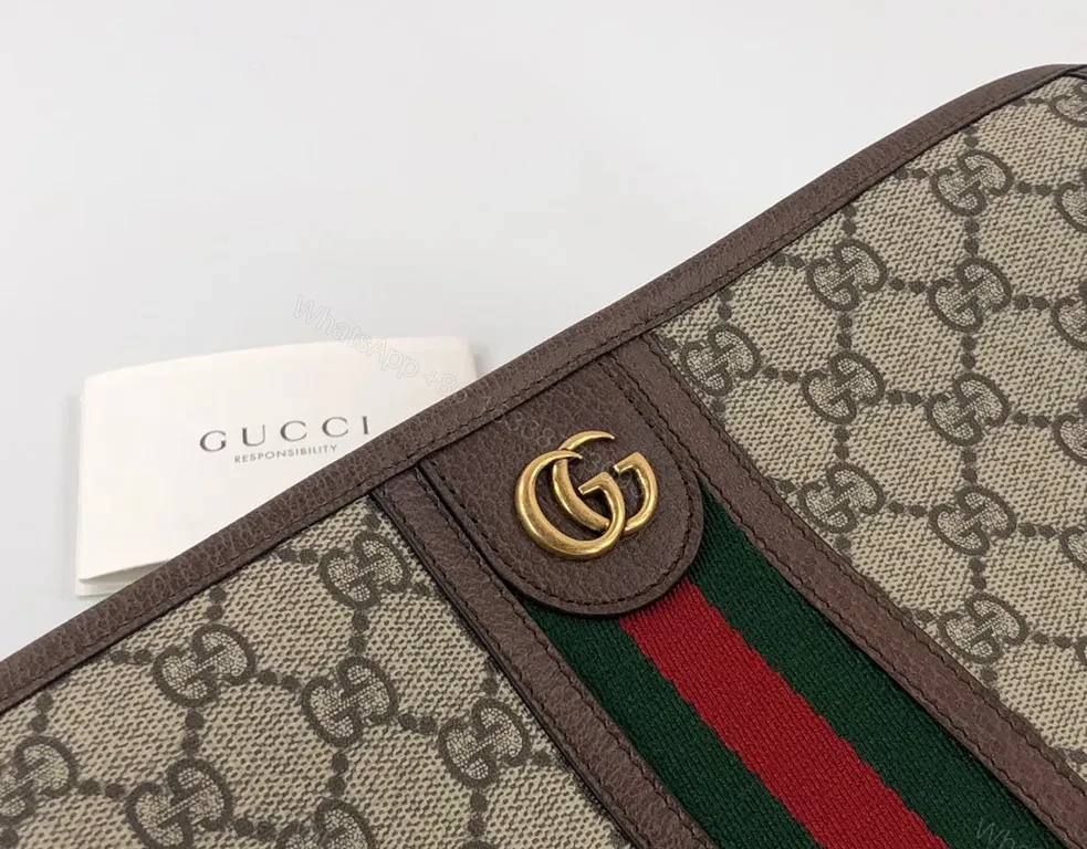 View 2 of Chic GG Supreme Clutch with Web Stripe - Wallet-style Executive Bag