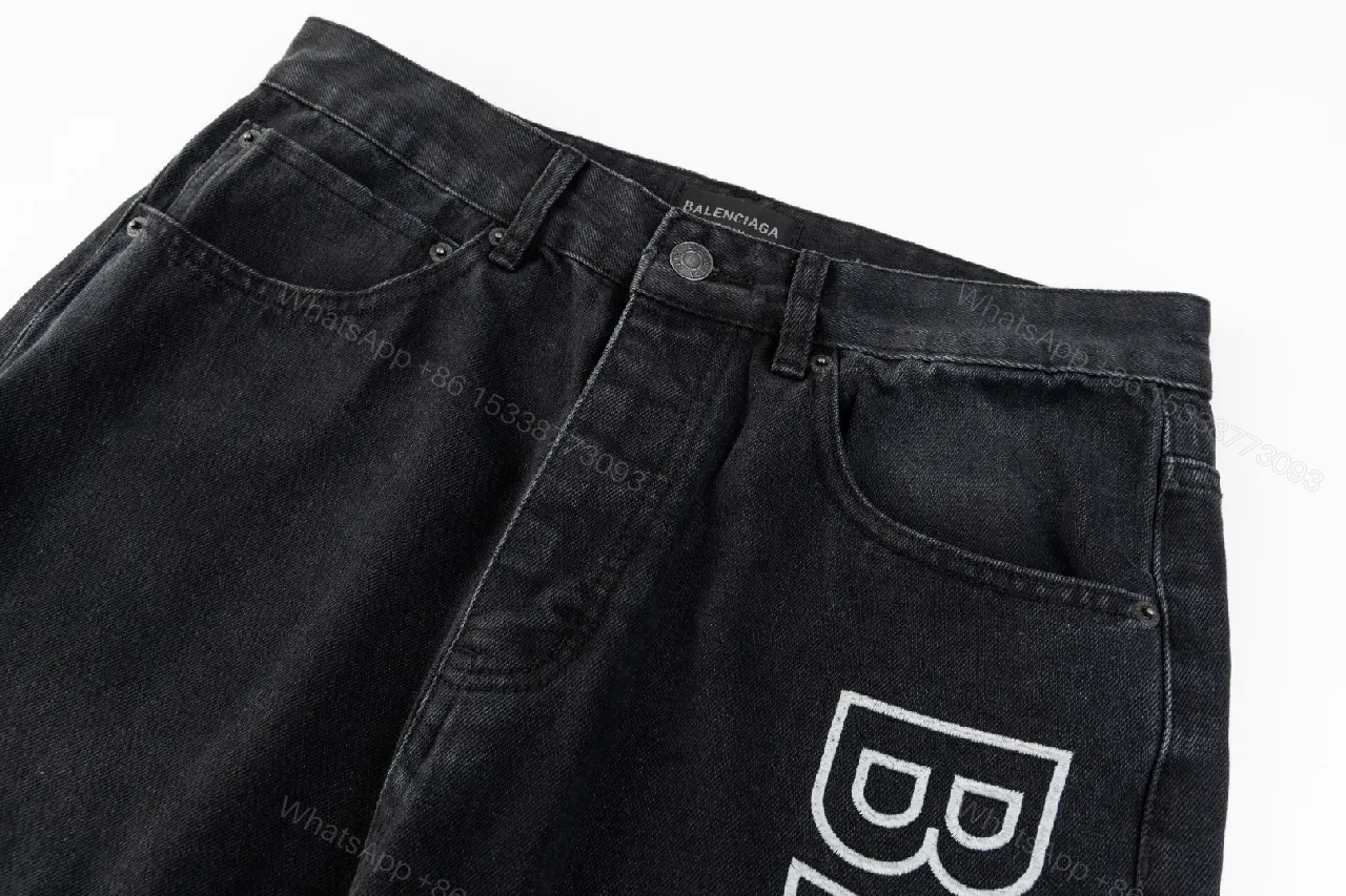 View 7 of Bold Denim Wide-Leg Jeans: Bold Lettering, Street-Ready Style