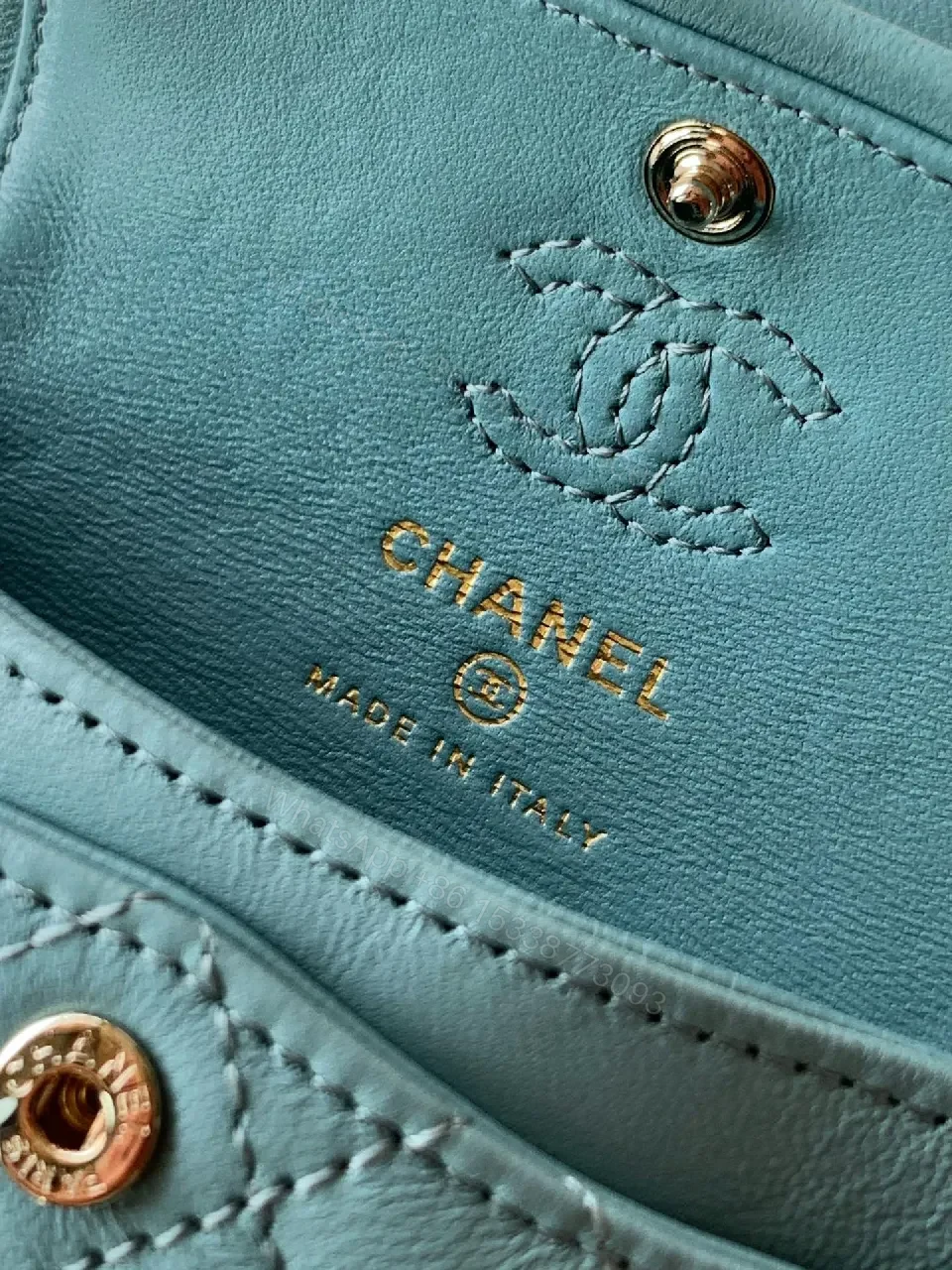 View 3 of Pastel Aqua Quilted Mini Bag with Pearl Charm (Chic)