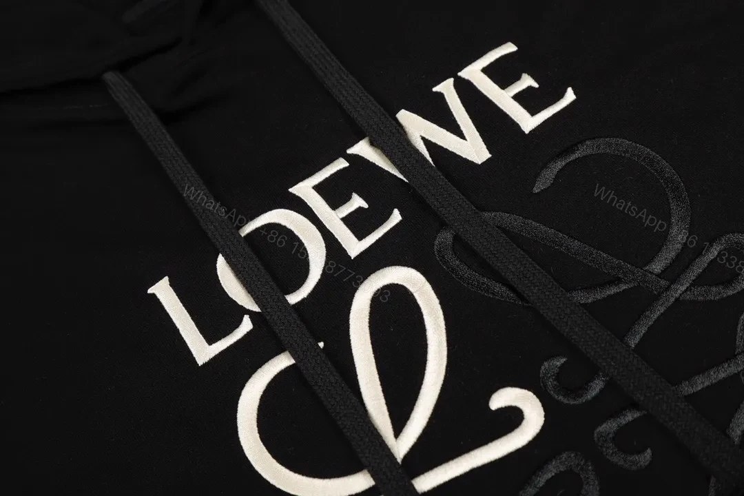 View 9 of Black LOEWE-Inspired Monogram Hoodie: Luxe Streetwear Comfort