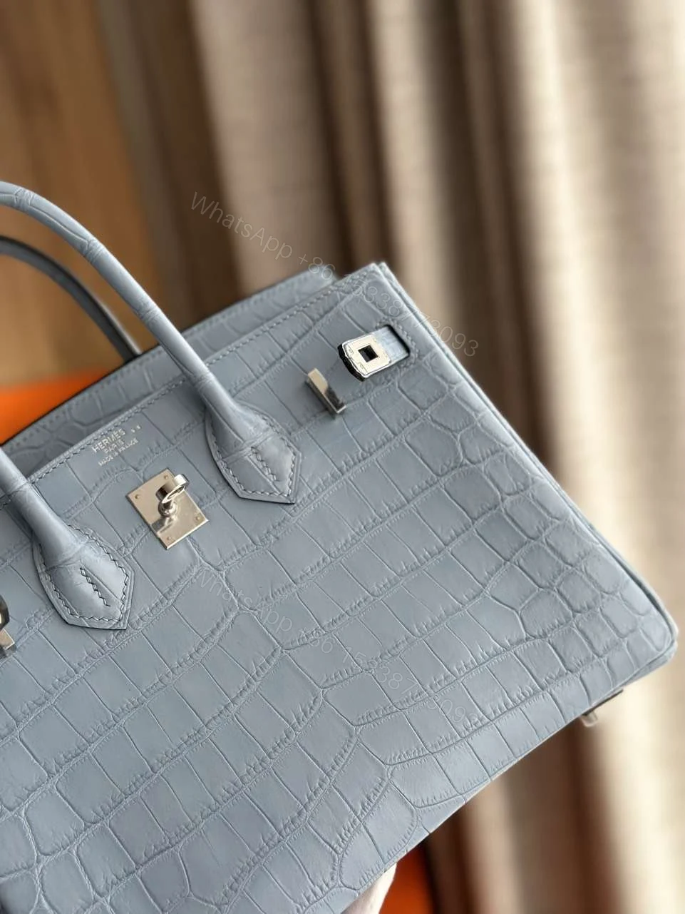 View 5 of Hermes Birkin Like Auth Hand Sewing Imported Leather Handbags 25cm
