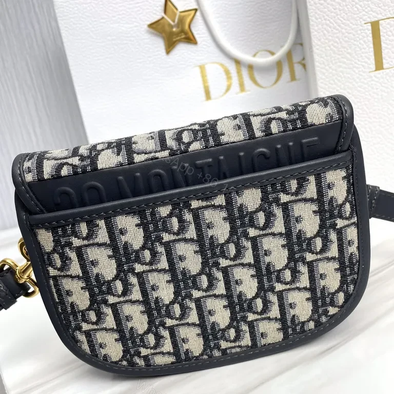 View 8 of Gold Monogram Compact Saddle Bag - Dior-Style, Leather Trim, Crossbody Ready