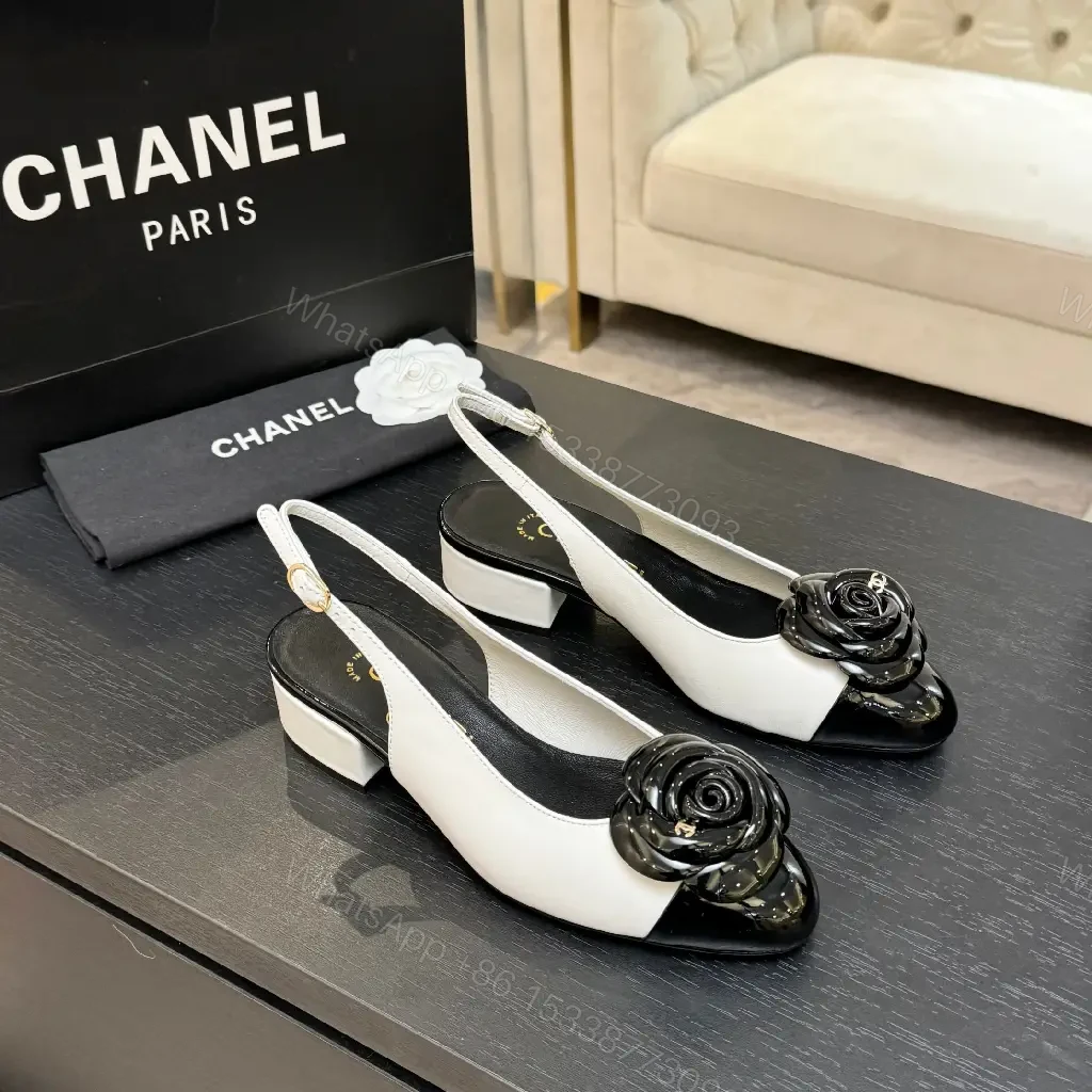 View 4 of Cream-Leather Two-Tone Rose Slingback Pumps, Luxe Style