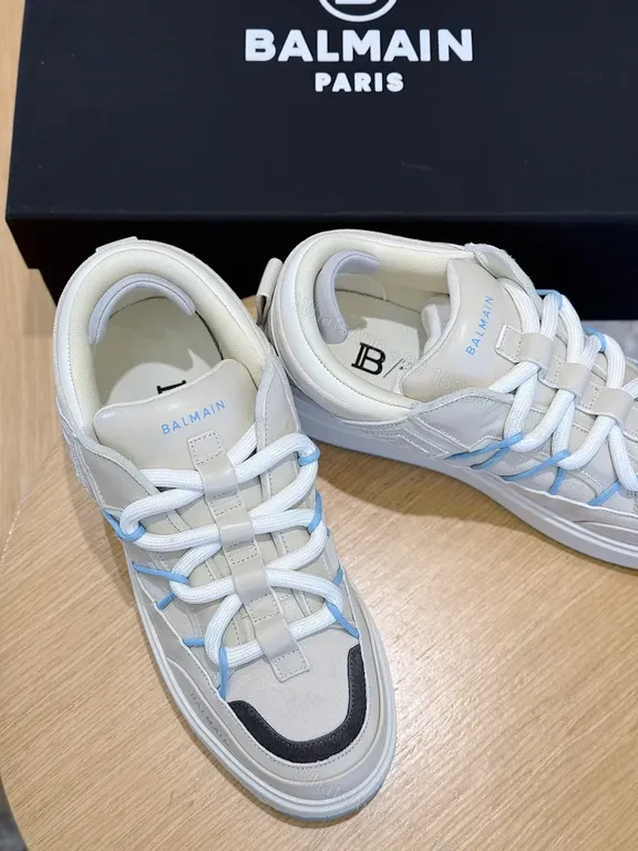 View 6 of White Balmain x Runner: Sculpted Paneling Sneakers