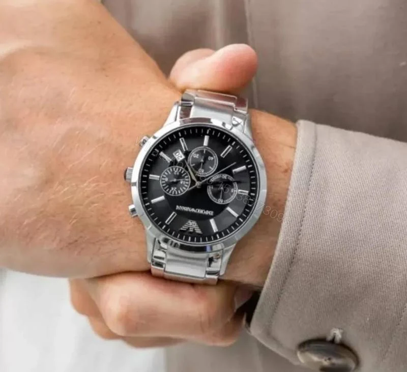 First Copy Emporio Armani Silver Black Luxury Men’s Watch — view 1