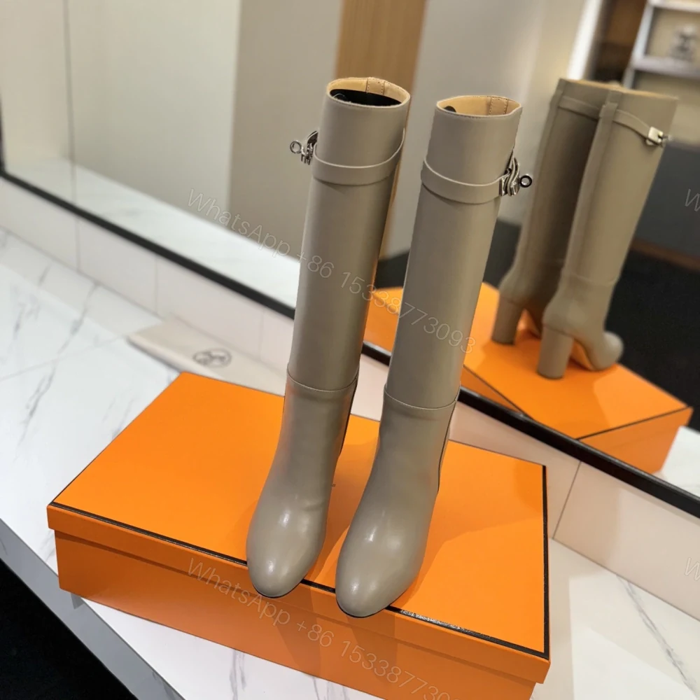View 3 of 高仿Hermes*H192179ZE5小牛皮高筒靴沙色8.5CM免檢版