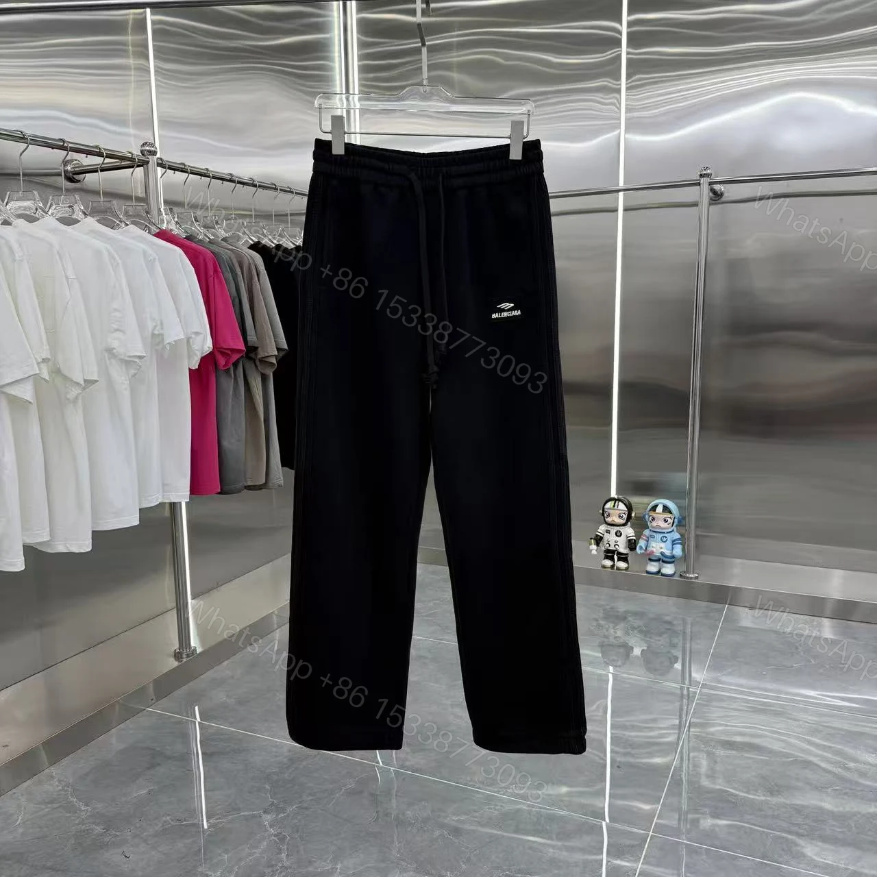Balenciaga A貨黑色刺繡運動褲 時尚簡約直筒褲款 — view 1
