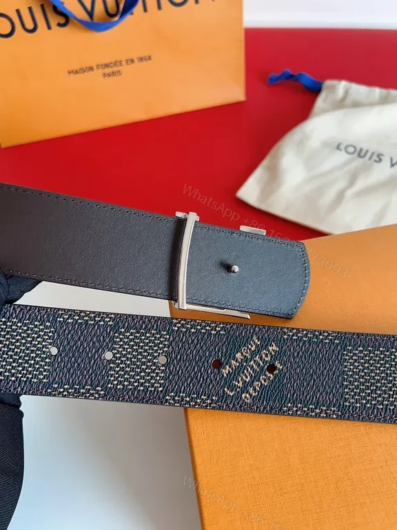 View 2 of Modern Patterned Belt with LV Hardware - Signature Luxury Belt