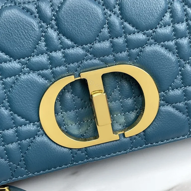 View 4 of Teal Quilted Mini Bag with Gold Dior Hardware - Crossbody Luxury