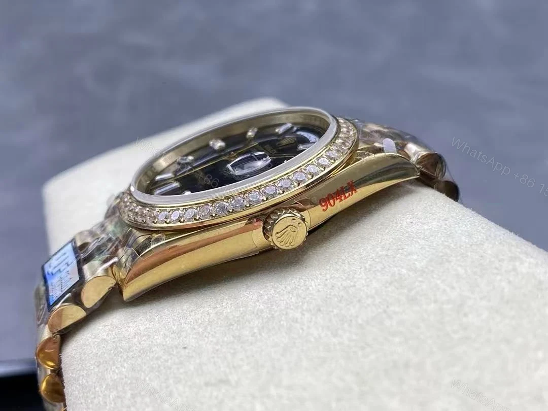 View 5 of Replica Rolex Day-Date 228398TBR Yellow Gold & Diamonds Black Dial