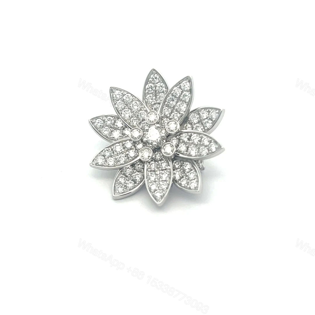 Van Cleef & Arpels Lotus White Gold Clip Pendant & Brooches — view 1