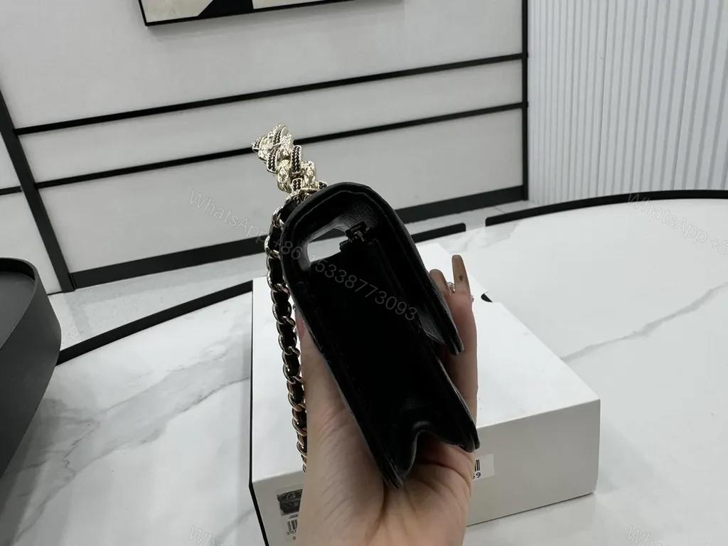 View 5 of Chic Quilted Black Chanel-Style Shoulder Bag