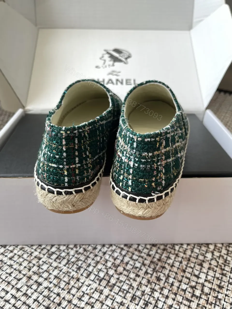 View 4 of Green Tweed Slip-Ons: Luxe Logo Cap Toe Loafers
