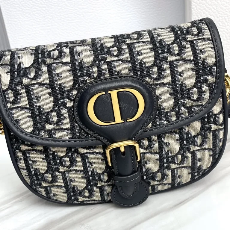 View 4 of Gold Monogram Compact Saddle Bag - Dior-Style, Leather Trim, Crossbody Ready