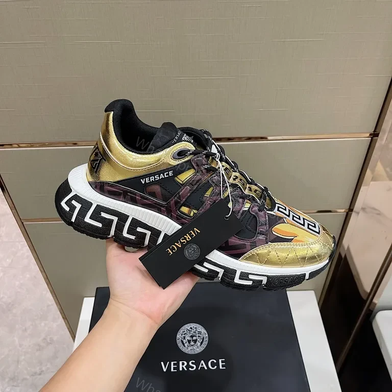 View 4 of Gold-Patterned High-Tops: Versace-Inspired Luxury Sneakers