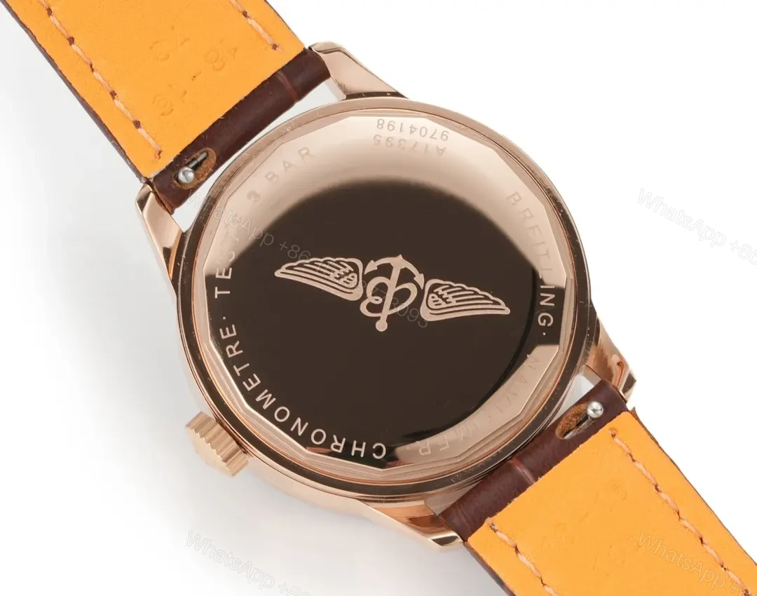 View 8 of Breitling Women’s Navitimer Automatic Watch – Rose Gold with Brown Leather Strap