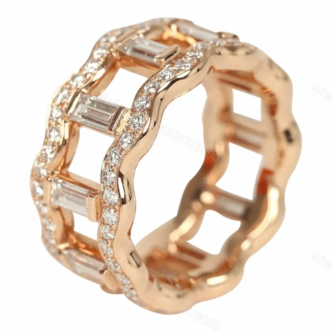 View 2 of 18k Rose Gold Hermes Reseau Lumiere Ring Diamonds