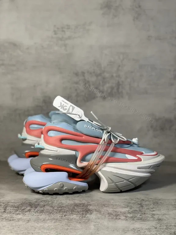 View 7 of Colorful Faux Balmain Sneakers: Geometric Textures, Avant-Garde Style